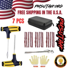 7 Pc ATV UTV SXS Trail Tire Repair Plug Kit Portable Waterproof Case Kit Box Set