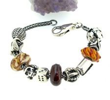 Trollbeads Bracelet with Genuine Glass And Sterling Silver Beads 7''