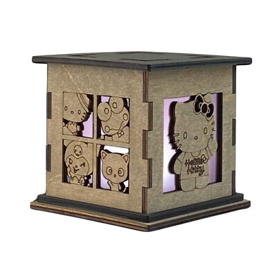 Hello Kitty Decor Glow Box - Wooden Light Up Box - Nightlight Cute Room Decor