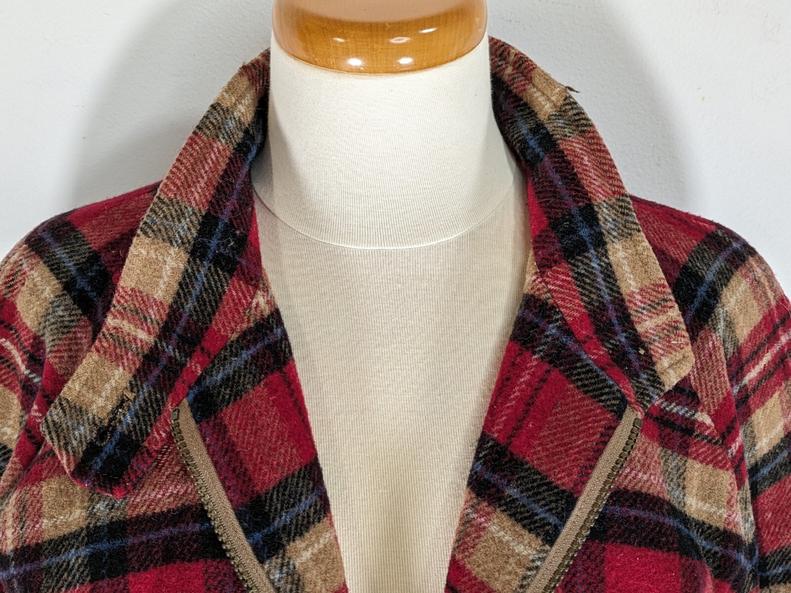 VTG Pendleton Wool Zip Front Plaid Windowpane Jac… - image 7
