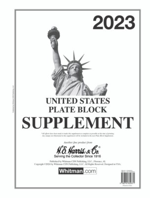 HE Harris 2023 US Plate Block Supplement Pages For 2 Post / 3 Ring Stamp Album