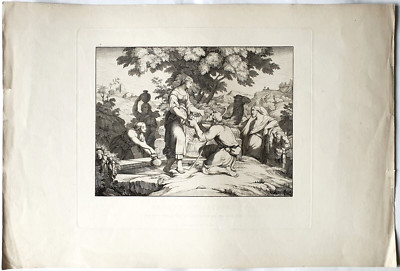 Grafik Kupferstich Anton Krüger Nach August Richter Rebekka Elisier Am Brunnen