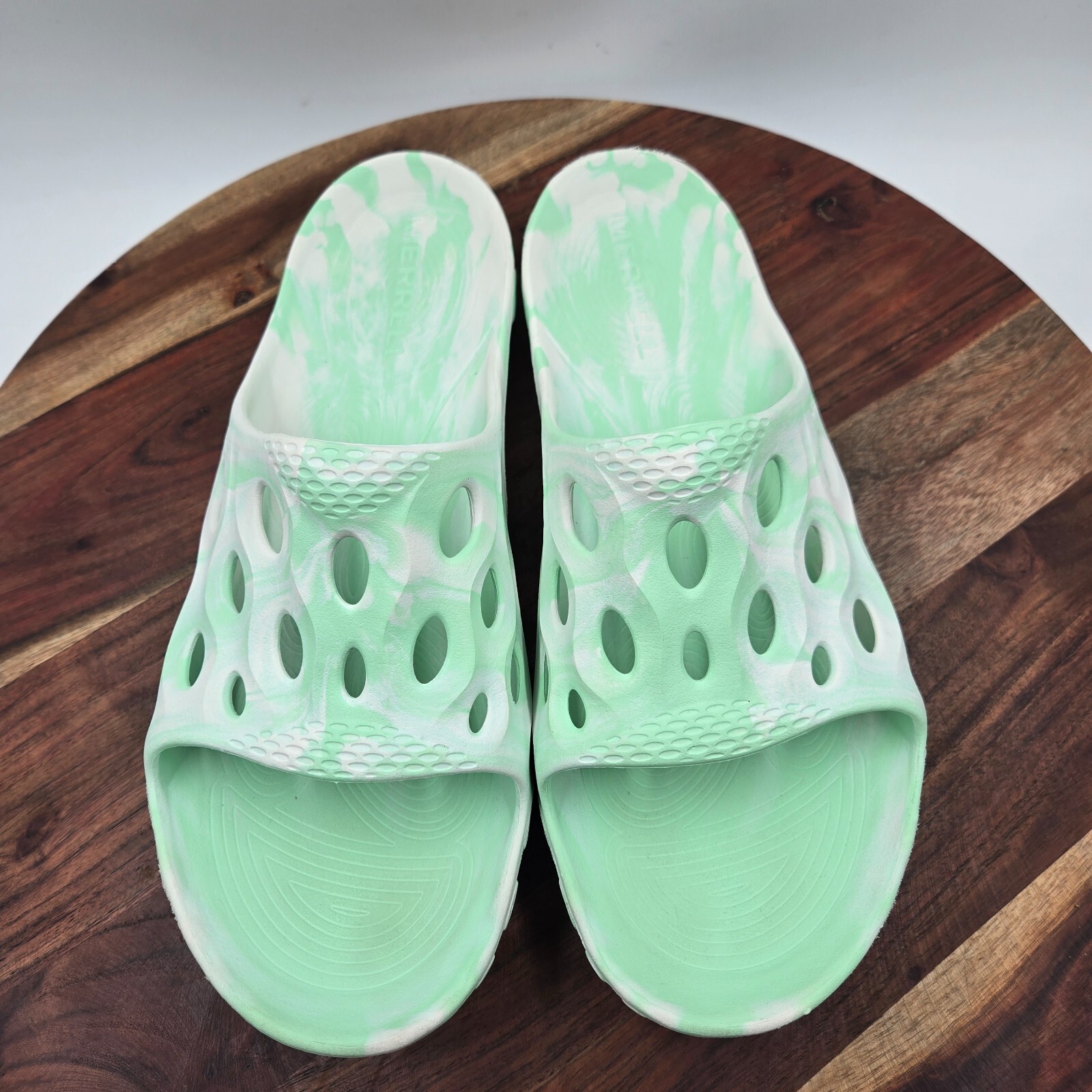 Sandali Merrell Hydro Slide uomo 12 verde menta bianco comodi slip on spiaggia piscina