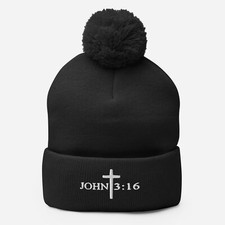 NEW John 3:16 Pom-Pom Beanie
