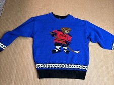Youth Big Bear Graphic Knit Sweater USA Hockey Medium 5/6 Express Made Israel