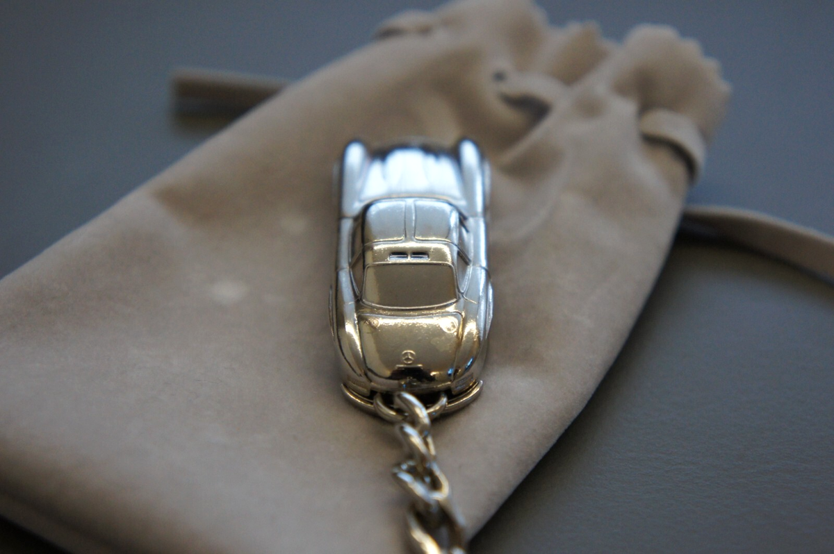 NIB Mercedes-Benz 300 SL 1954 Burago Chrome Keychain 1/87 Scale