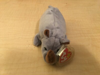 TY Beanie Baby SPIKE THE RHINO Rare/Retired Vintage Birthday Aug
