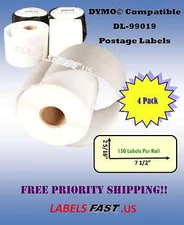 Address Labeling Adhesive Postage Stamp 4 Rolls Dymo® 4XL EL40 Compatible 99019 