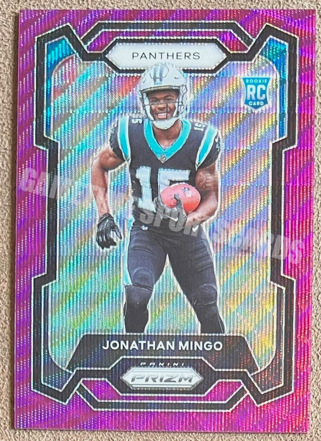 Jonathan Mingo 2023 Panini Prizm Purple Wave Rookie #312 /99 Panthers Numbered
