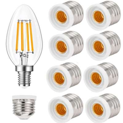 1-10pc Light Bulb Socket Adapter Medium Base E26 to Candelabra E12 Screw Reducer