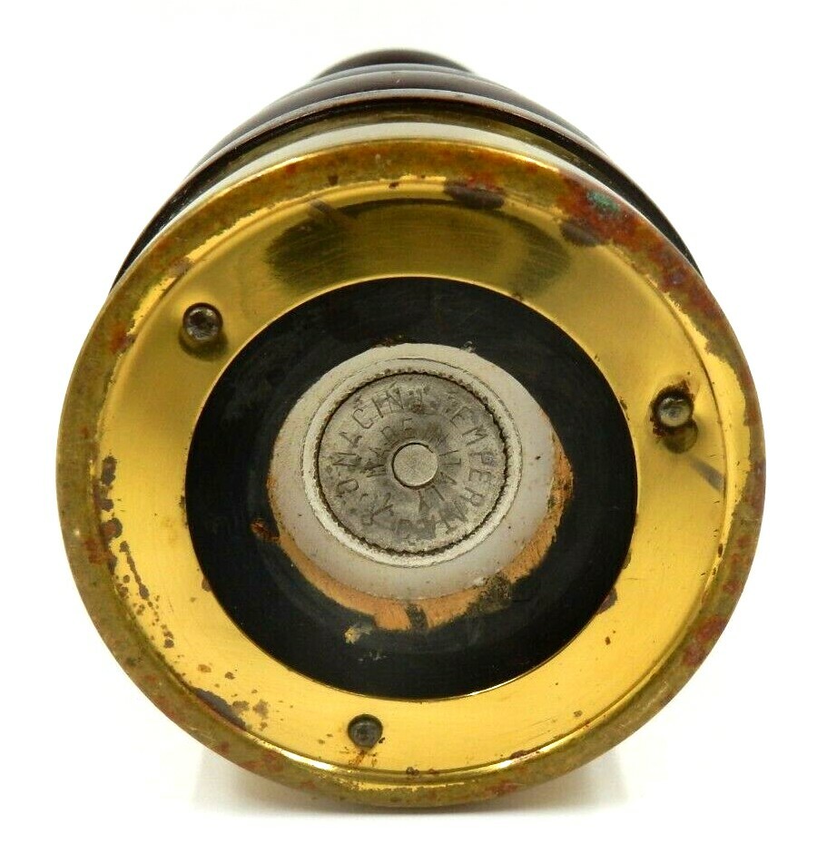 VINTAGE MACINA TEMPERATA 11" TALL WOODEN & BRASS PEPPER MILL MADE IN