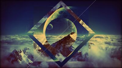 Anime abstract artwork nature clouds polyscape vignette Playmat Gaming Mat Desk