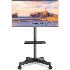 Universal Rolling TV Stand Mobile TV Cart with Shelf for 32 to 60 inch TV, Black