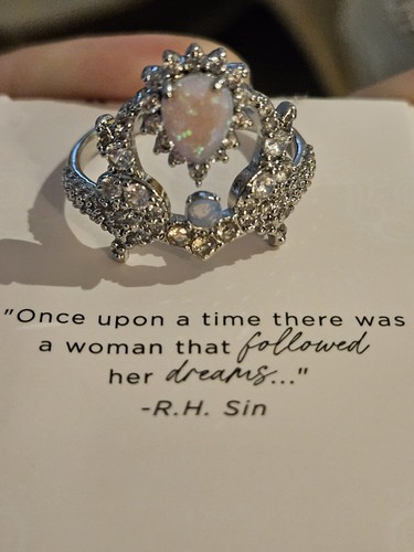 Bomb Party Reign Princess Ring Size 10 The Princess Crown Pink Opal And... - Picture 2 of 3