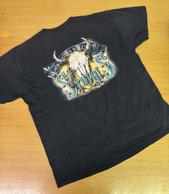 Vtg 3D Emblem T-Shirt XLarge Sturgis 1995 Black Hills Rally Native