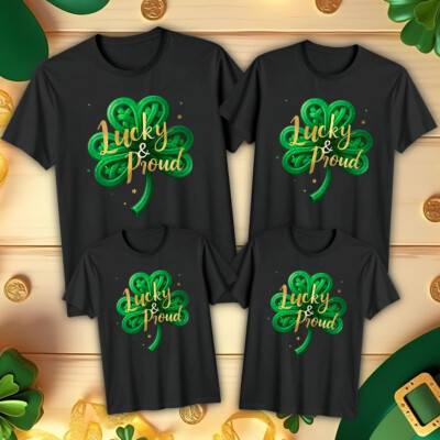 Lustige T-Shirts Lucky and Proud Clover Family St. Patrick's Day irisch #STPD
