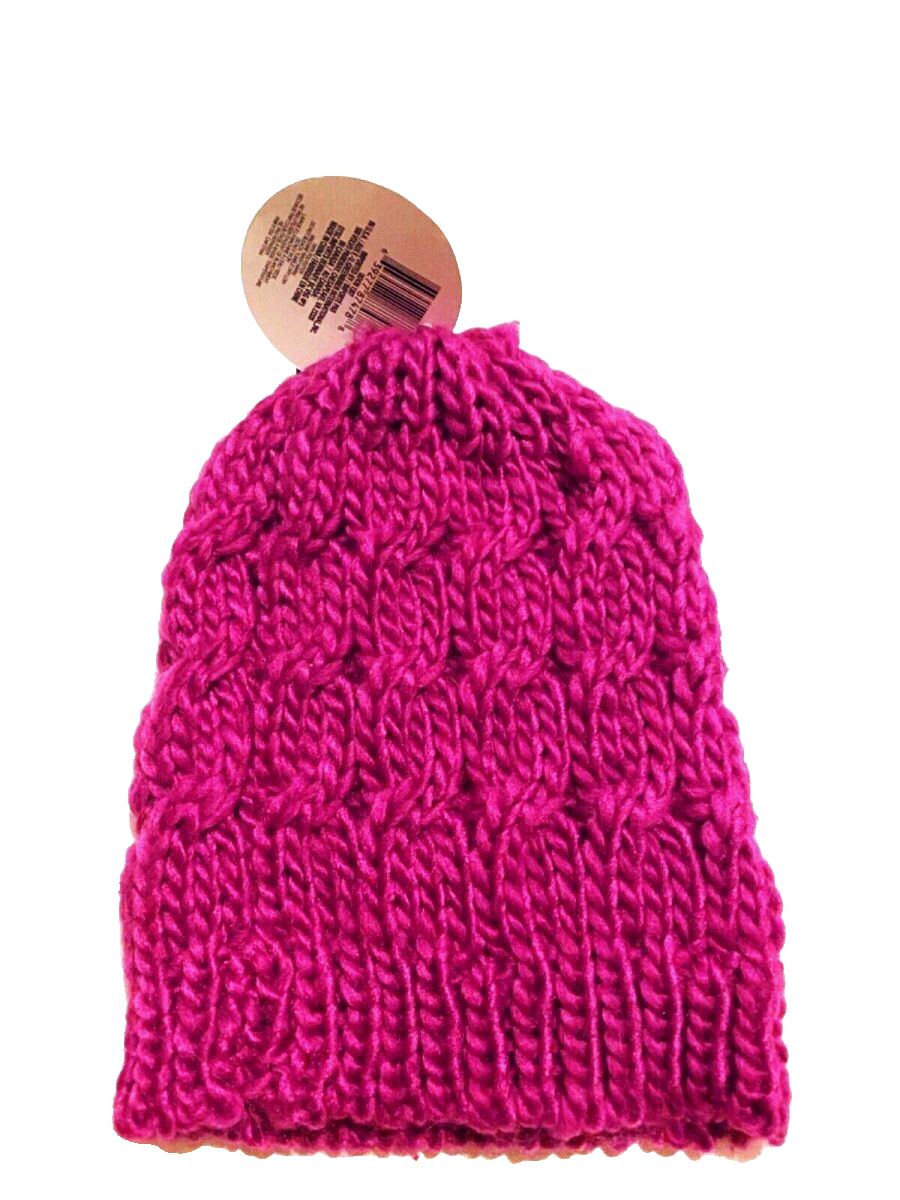 Winter Pink Crimson Knit Warm Beanie Hat and Women New NWT Tricot