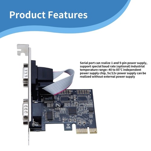 PCIe to RS232 Expansion Card 2Port DB9Pin Serial Port for Professional Use - Picture 4 of 8