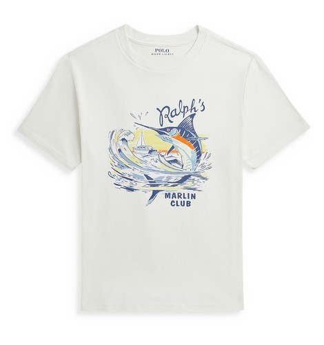 Polo Ralph Lauren Boys Marlin Graphic Jersey Tee Little & Big Kid White New - Picture 2 of 5