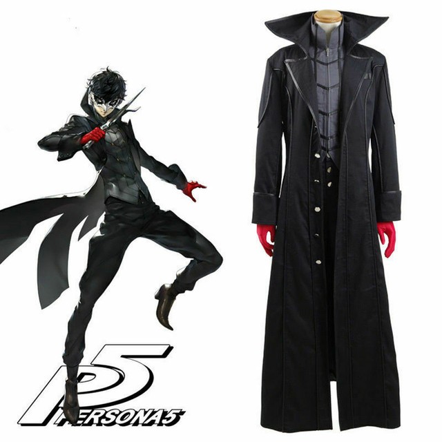 Halloween Persona 5 Joker Cosplay Costume Kaitou Black Uniform Custom