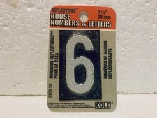 COLE: reflective Mailbox house number 6 or 9 self stick MISP NEW Discontinue