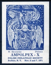 USA / Poland – 1971, “Ampolpex – X” Polish Philatelic Society / Buffalo NY Label