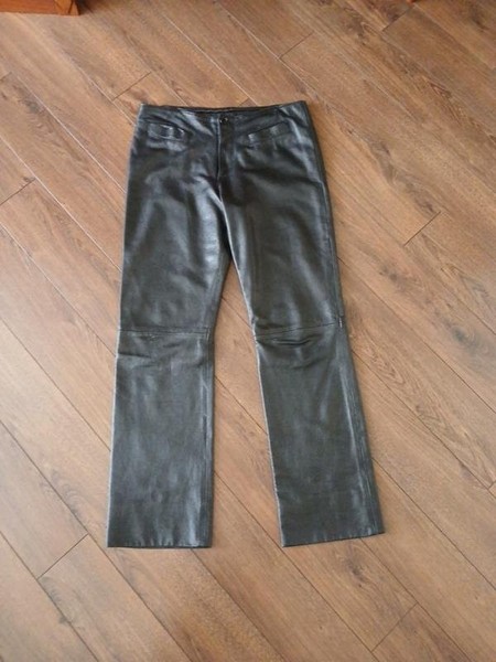 Women Trousers Black Leather 42