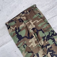 Vintage 90s Camo Military Cargo Pants Made In USA Adjustable Waist 32x30