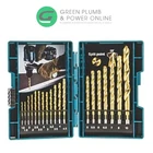 Makita 19 Piece HSS TiN Metal Steel Drill Bit Set Titanium 1-10mm Bits + Case