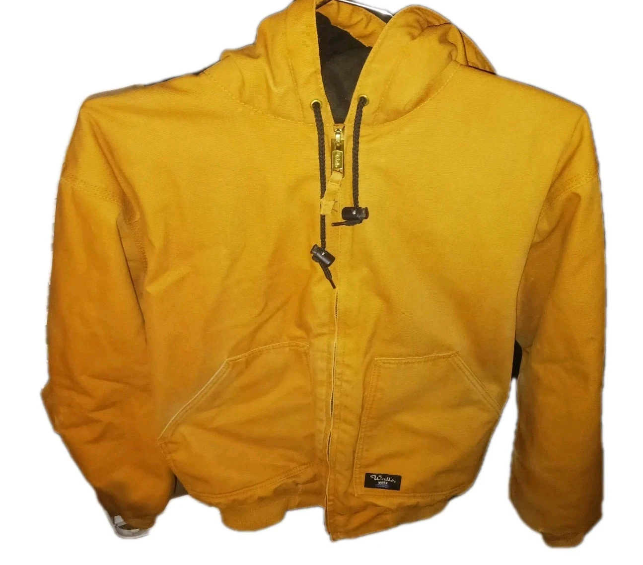 Walls Workwear Men's Duck Canvas Hooded Jacket Insulated Work Coat Sz L