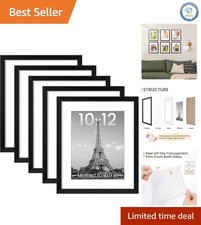 Classic Black Picture Frame Set of 5 - Versatile for 7x9 or 10x12 Photos