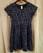 Guess Kids Girls 10 Blue All Over Logo Knee Lenght Dress 