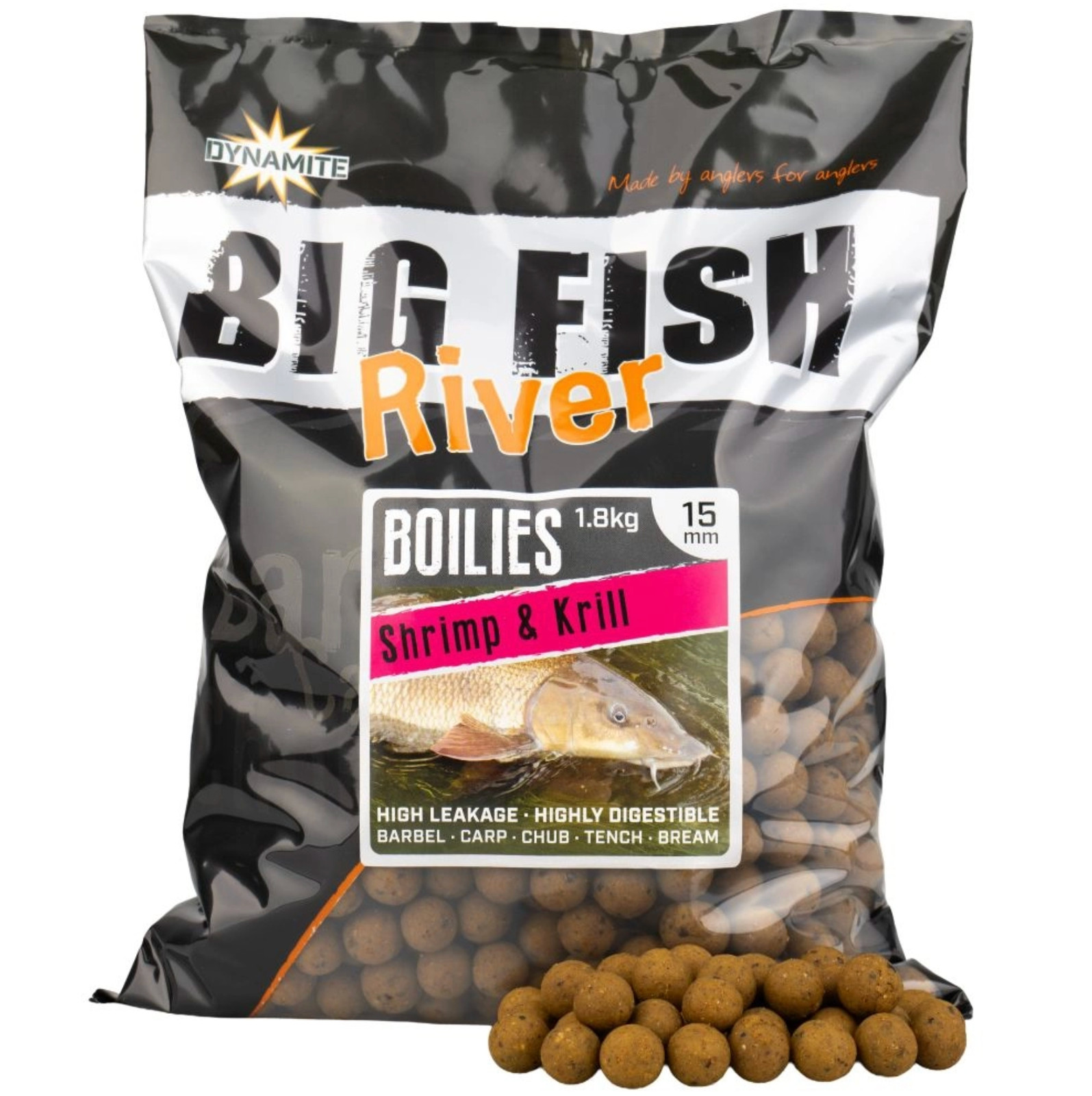 Dynamite Baits Big Fish River Boilies Shrimp & Krill 15mm 1.8kg
