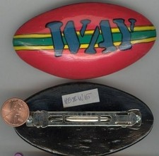 1 VINTAGE RETRO HAND PAINTED WOOD "WAY" 1980'S STYLISH BARRETTE T60
