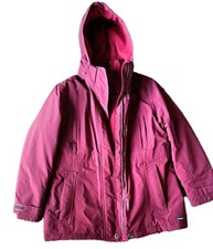 Lands End Squall Hooded Parka Anorak Medium 10/12 Burgundy Red Ski Jacket