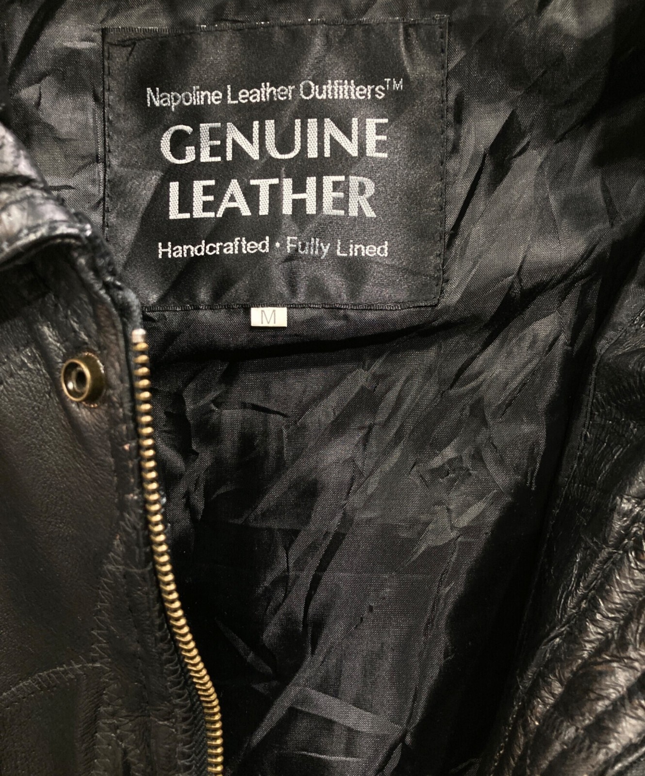 USED patchwork leather jacket Size: M Black Men - image 3