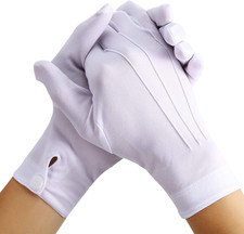 Shappy 2 Pairs White Cotton Glove Men Parade Formal Tuxedo Uniform Glove for Cos