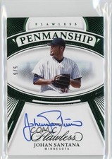 2024 Panini Flawless Penmanship Emerald 5/5 Johan Santana #FP-JS Auto v9t