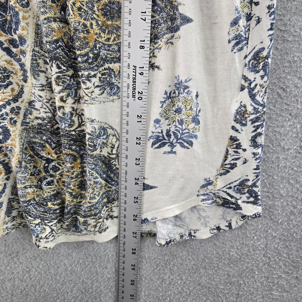 Lucky Brand Women Blouse XL Cream Boho Linen Paisley V-Neck Pullover - Image 3 of 4