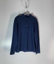Van Heusen Men's Large 1/4 Zip Sweater Classic Fit Cotton / Polyester Blue 