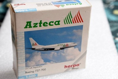 1:500 Herpa 512909 AZTECA Mexico Boeing 737-700 Diecast Metal Plane EX