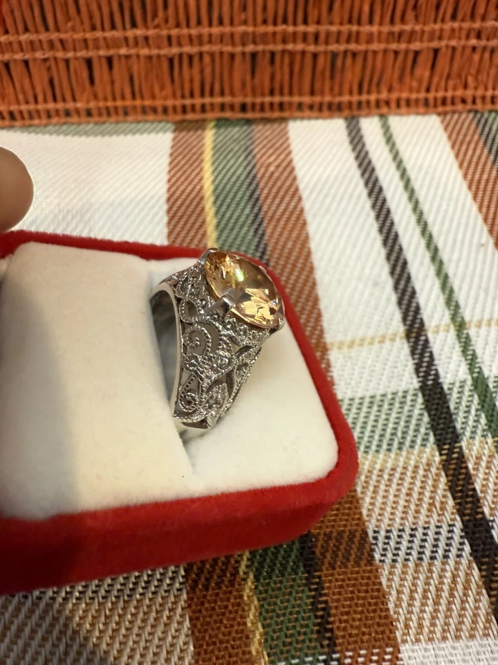 Anillo Joseph Esposito ESPO Plata de Ley 925 Jubileo Rosa Champagne Talla 7.25 Foto 3 de 4