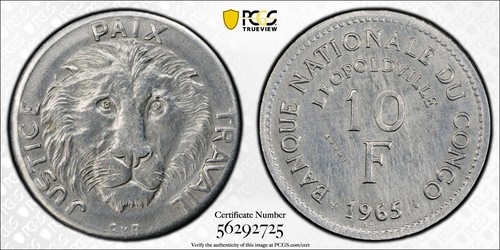1965 Congo Democratic Rep. 10 Fr ESSAI: PCGS Pair Al SP65, Cu-Ni SP62 (2-coins)