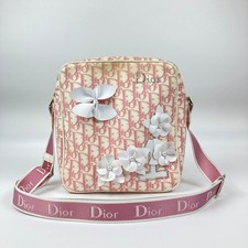 Borsa a tracolla originale Christian Dior 2003 Trotter Flower rosa s61