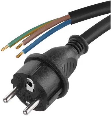 EMOS S03430 Netzkabel, H05RR-F, 3x 2,5mm², Länge 3m, Gummi, schwarz (2425430230)