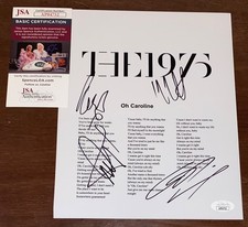 The 1975 Whole Group Oh Caroline Signed Lyric Sheet Music Matt Healy JSA N