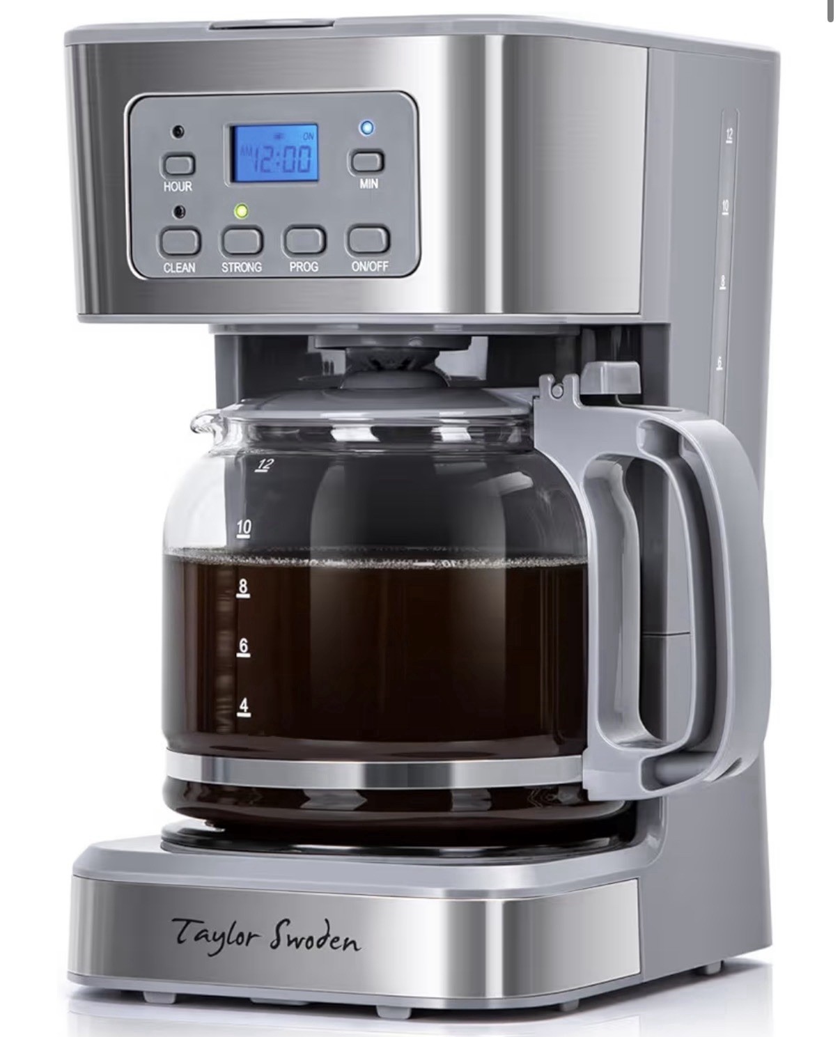 12-Cup Programmable Coffee Maker, Regular & Strong Brew Drip Coffee Machine for 