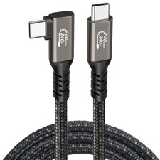 3.3FT Black Braided USB 4.0 C to C Cable 90 Elbow 240W 40G BPS 8k 60Hz HD Video