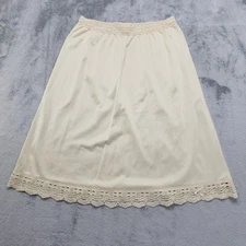 Vintage Olga Half Slip Women's Size M Beige Nylon Lace Trim Bow Skirt Pull On