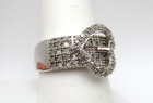 Sterling Silver 64 Diamond Heart Buckle Ring Size 10 [R340] — photo 3